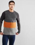 Blend Block Stripe Sweater - Gray