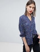 Esprit Galaxy Print Oversized Blouse - Navy