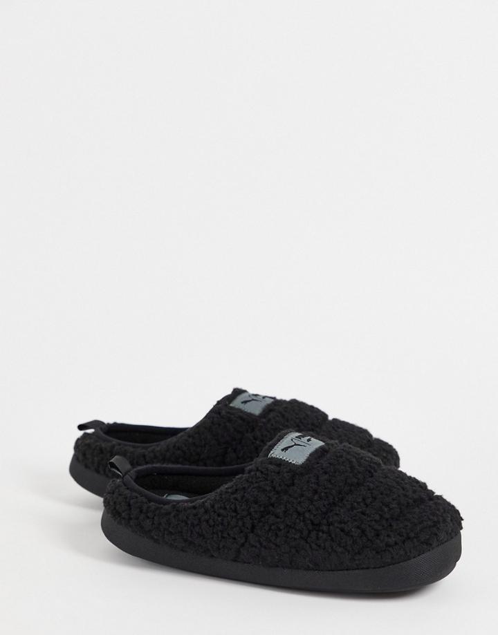 Puma Scuff Sherpa Slippers In Black