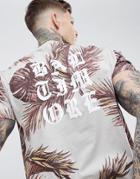 Asos Design Relaxed T-shirt With All Over Floral And Back Print - Gray