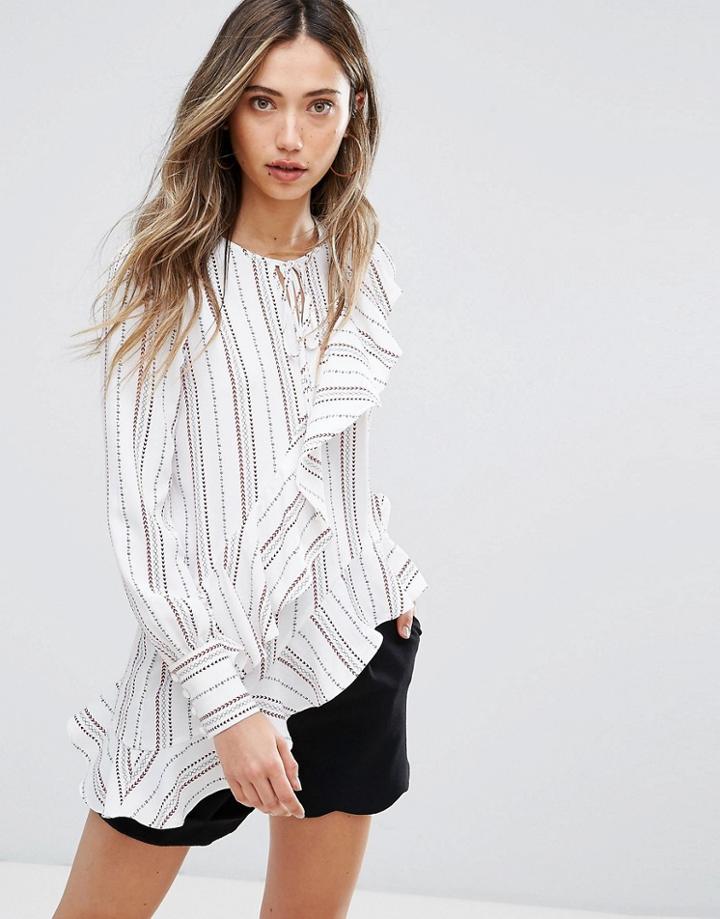 Pearl Ruffle Printed Blouse - Multi