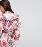 Missguided Bridesmaid Satin Floral Robe - Pink
