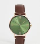 Reclaimed Vintage Inspired Contrast Dial Leather Watch In Brown Exclusive To Asos - Brown