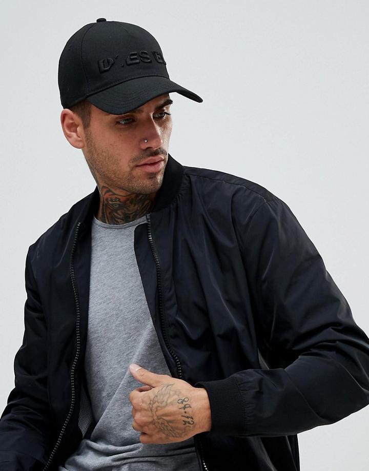 Diesel Broken Logo Cap In Black - Black
