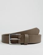 Asos Smart Slim Belt In Mushroom Pu With Silver Buckle - Gray