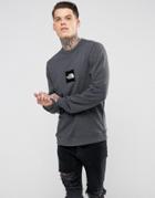 The North Face Fine Crew Neck Sweatshirt Box Logo In Dark Gray Marl - Gray