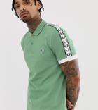 Fred Perry Taped Sleeve Polo In Green