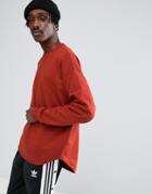 Asos Oversized Longline Sweatshirt With Curved Hem In Red - Red