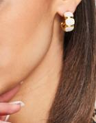 Whistles Mini Hoop Earrings With White Enamel In Gold