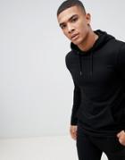 New Look Muscle Fit Hoodie In Black - Black