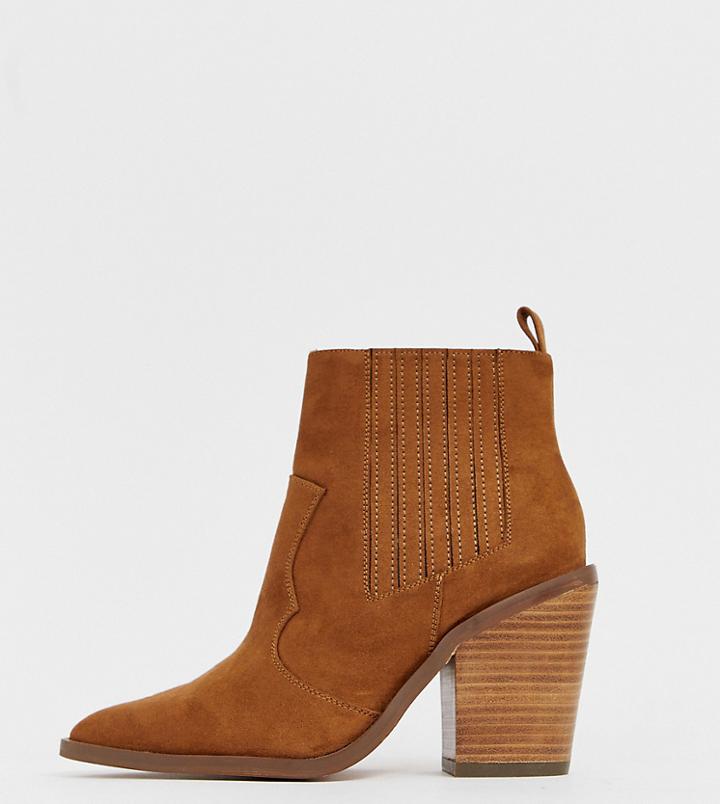 Asos Design Wide Fit Elliot Western Boots - Tan