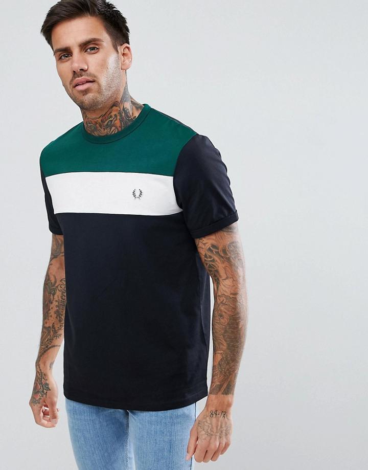 Fred Perry Sports Authentic Color Block T-shirt In Black - Black
