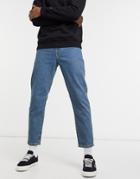 Asos Design Classic Rigid Jeans In Tinted Mid Wash Blue-blues