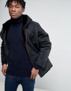 Asos Faux Fur Hooded Reversible Jacket In Black - Black