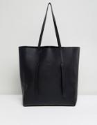 Asos Unlined Tab Detail Shopper Bag - Black