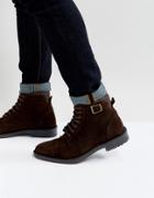 Asos Worker Boots In Brown Suede - Brown