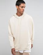 Asos Extreme Oversized Longline Hoodie In Beige - White