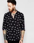 Asos Shirt With Large Polka Dot Print In Regular Fit - Black