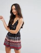 Love & Other Things Printed Romper - Black