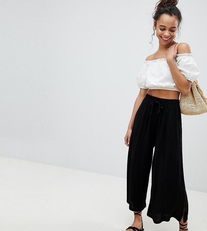Asos Petite Cropped Drawstring Pants - Black
