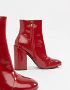 Raid Dolley Red Patent Heeled Ankle Boots - Red