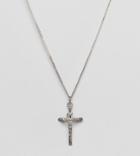 Chained & Able Old English Mini Crucifix Necklace In Sterling Silver - Silver