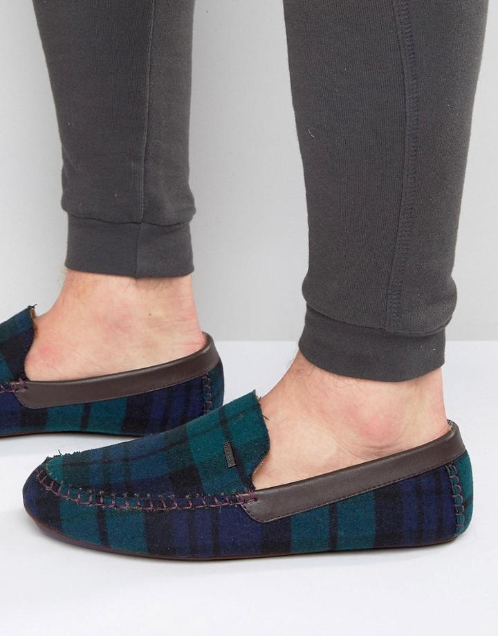 Ted Baker Moriss Checked Slippers - Green