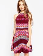 Asos Skater Dress In Bright Stripe Embossed Print - Multi Stripe