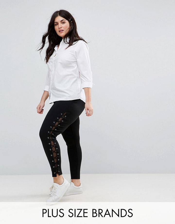New Look Curve Lace Up Legging - Black