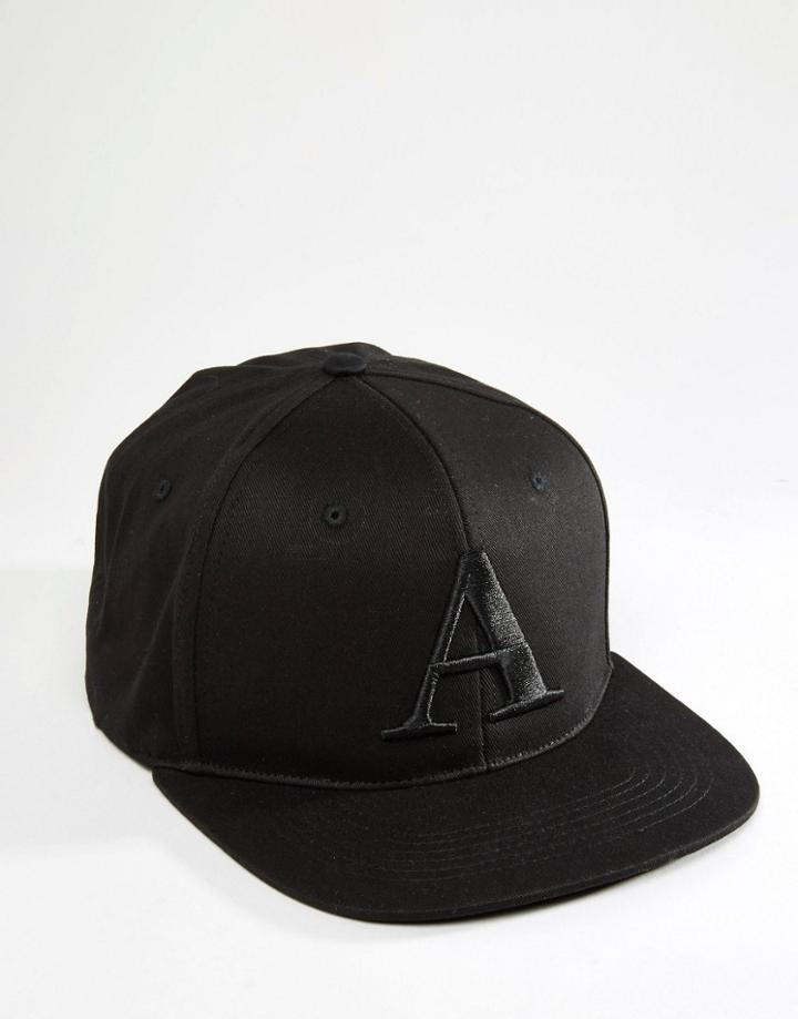 Asos Snapback Cap With Embroidered Logo - Black