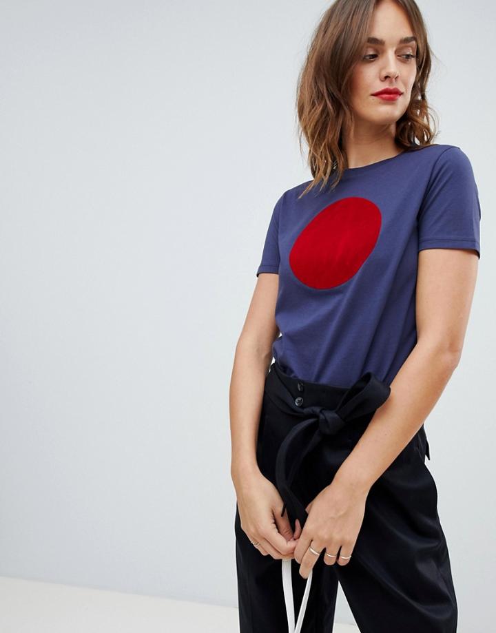 Boss Casual Textured Circle T-shirt - Navy