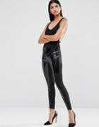 Asos Skinny Pants With Wet Look Front - Black