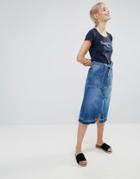 Pepe Jeans Lulu Belted Denim Skirt - Blue
