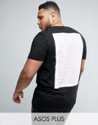 Asos Plus Longline T-shirt With Premiere Classe List Back Print - Black