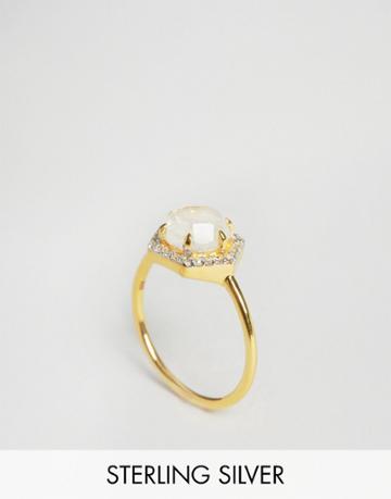 Carrie Elizabeth Hexagon Moonstone & Diamond Ring - Gold