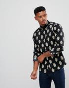 Asos Skinny Shirt With Paisley Print - Black