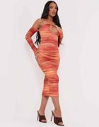 Missyempire X Aaliyah Ceilia Strappy Back Midi Dress In Orange Tie Dye-multi