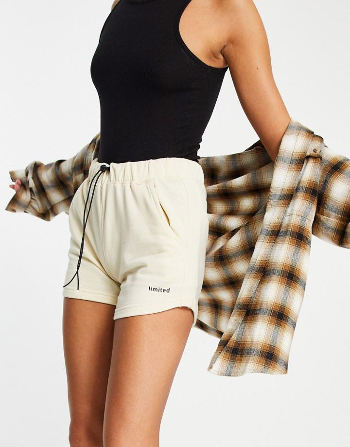 Night Addict High Waist Sweat Shorts-white