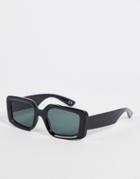 Asos Design Recycled Oversized Square Sunglasses With Curved Frames In Black