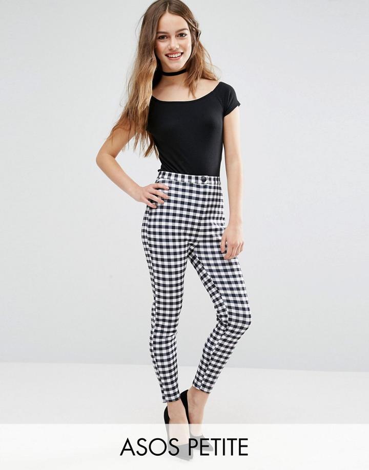 Asos Petite Gingham Print Scuba Skinny Pants - Multi