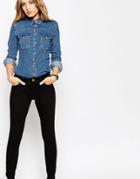 Asos Tall Lisbon Skinny Mid Rise Jeans In Clean Black - Black