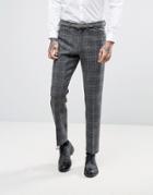 Asos Slim Suit Pants In Harris Tweed Windowpane Check In 100% Wool - Gray