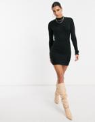 Brave Soul Military Sweater Dress In Black