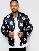 Love Moschino Bomber Jacket With Peace Print - Black