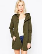 Brave Soul Lightweight Hooded Parka - Khaki