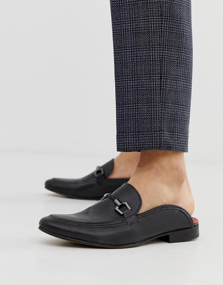 Base London Backless Loafers In Black - Black