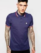 Pretty Green Polo Shirt With Tipping - Navy