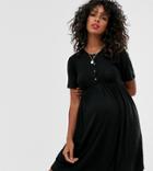 New Look Maternity Nursing Smock Dress In Black-navy