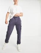 River Island Slim Fit Cargo Sweatpants In Gray-grey