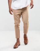 Asos Tapered Smart Pants In Stone - Beige